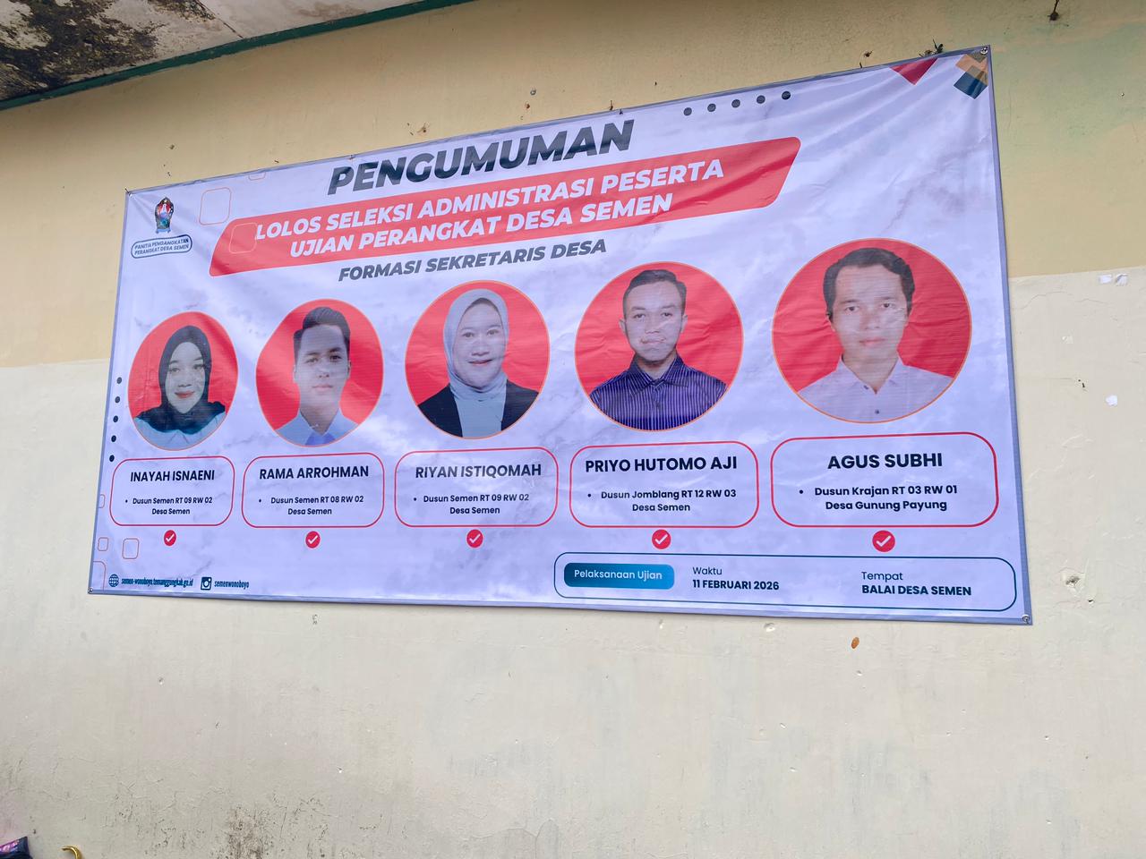 Pengumuman Seleksi Sekretaris Desa Semen Kecamatan Wonoboyo Kabupaten Temanggung
